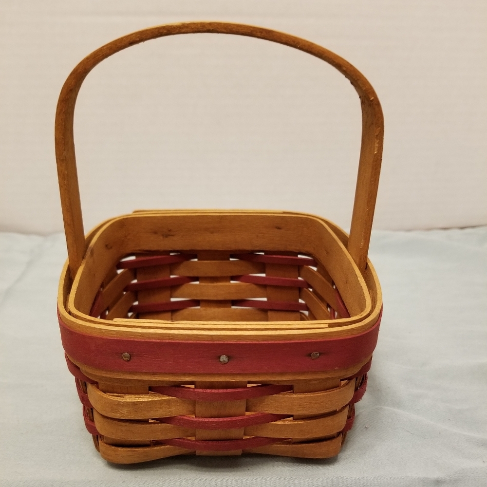 Longaberger Basket Vintage Red and Brown Woven Basket